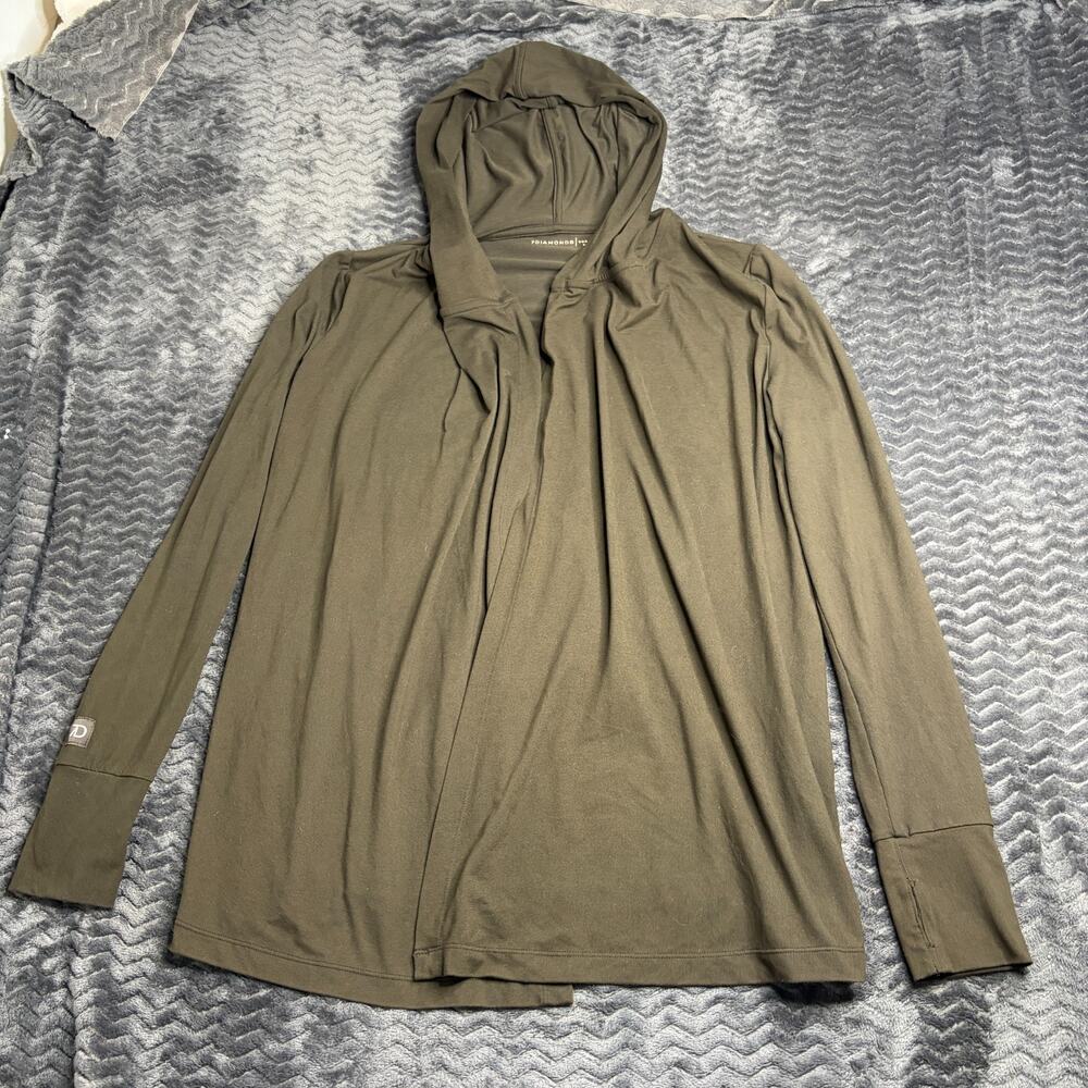 7Diamonds Core Womens size Medium Brown Long Sleeve soft hooded Cardigan Sweater
